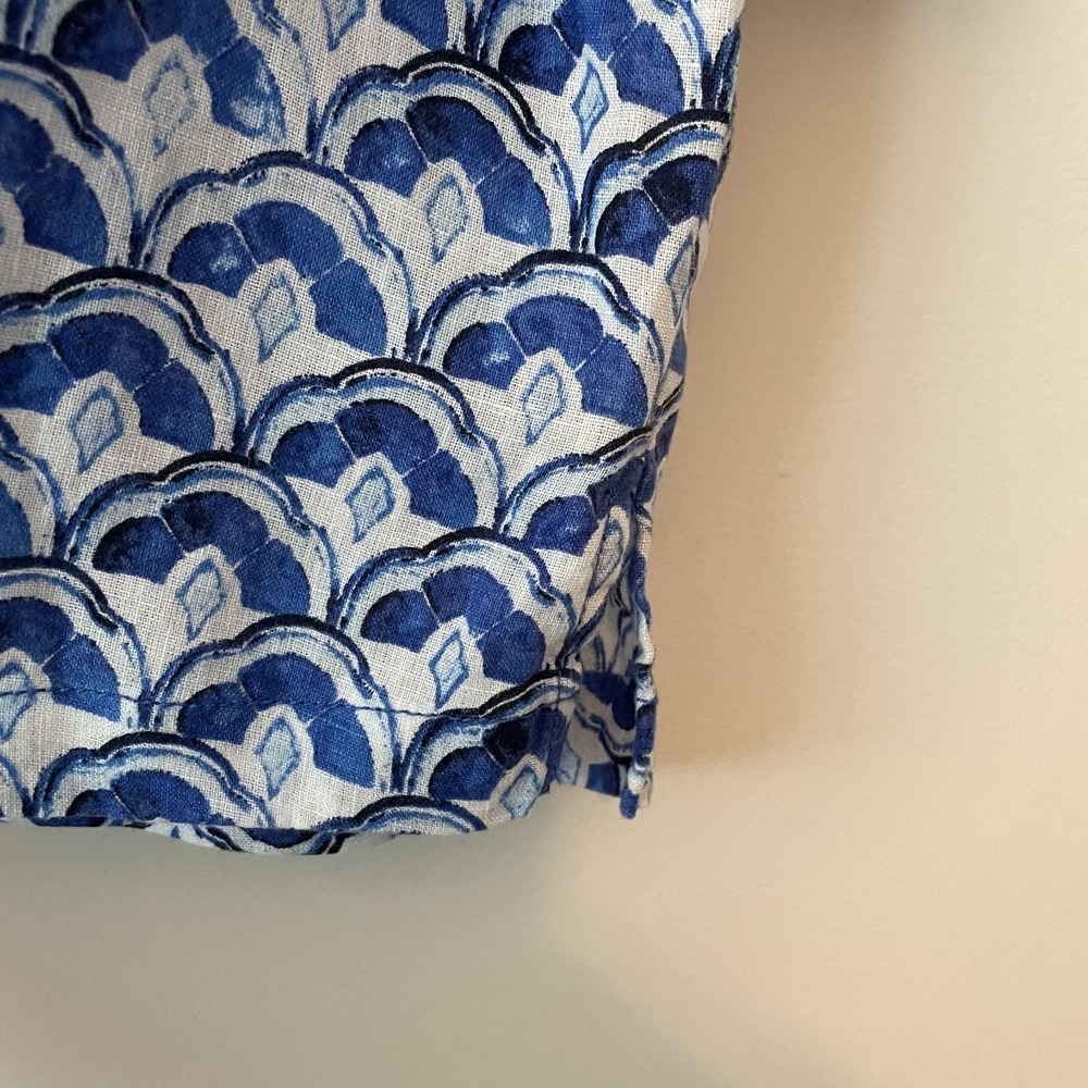 Sigrid Olsen Linen Patterned Tunic Top Blue L Resort Beach Coastal Sustainable - Picture 7 of 10